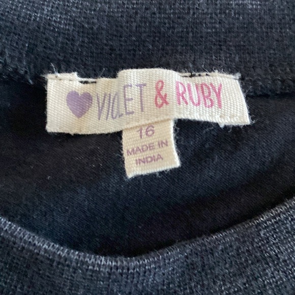 Violet & Ruby Black Graphic Tee with Metal Fringe Size S Moto Biker Grunge NWT - Picture 6 of 9